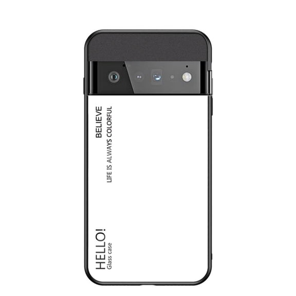 for Google Pixel 6 Pro Case [Military Grade Shockproof] Stylish Tempered Glass Back Luxury Slim Protective Two Layers Hard PC+Soft Silicone Rugged Women Men Anti-Scratch Cover,White