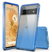 Google Pixel 6 Pro Case، Rosebono Hybrid Gradient Transparent Soft TPU Clear Skin Cover Case for Google Pixel 6 Pro Blue