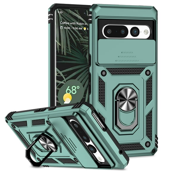 Google Pixel 6 Pro Kickstand Armor Case with Slide Camera Lens Protection Cover Built-in 360° Rotate Ring Holder Stand Magnetic Military Shockproof Phone Cover Case for Google Pixel 6 Pro,
Green
