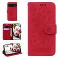 thumbnail image 1 of Google Pixel 6 Pro Phone Case, Butterfly Embossed Pattern PU Leather Magnetic Folio Flip Kickstand Protective Cards Pocket with Hand Strap Wallet Cover for Google Pixel 6 Pro,Red, 1 of 13