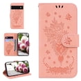 thumbnail image 1 of Google Pixel 6 Pro Phone Case, Butterfly Embossed Pattern PU Leather Magnetic Folio Flip Kickstand Protective Cards Pocket with Hand Strap Wallet Cover for Google Pixel 6 Pro,Pink, 1 of 13
