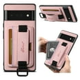 thumbnail image 1 of For Google Pixel 6 Pro Wallet Case, Card Holder Kickstand Phone Case for Women, Premium Leather Purse with Wrist Strap, Ring Holder Cover Credit Card Slot Cover for Google Pixel 6 Pro,Pink, 1 of 6