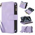 thumbnail image 1 of for Google Pixel 6 Pro Wallet Case with Card Holder for Women Men, Phone Case RFID Blocking PU Leather Flip Shockproof Cover with Shoulder + Wrist Strap Zipper Credit Card Slots Stand, Purple, 1 of 9