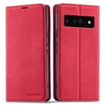 thumbnail image 1 of Google Pixel 6 Pro Wallet Case Google Pixel 6 Pro Luxury PU Leather Case, Book Folding Flip Retro Case with Kickstand, [RFID Blocking] Credit Card Slot Magnetic Closure Protective Cover, Red, 1 of 8