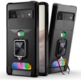 thumbnail image 1 of for Google Pixel 6 Sliding Window Case with Card Holders, Cover with Slide Camera Protection Built-in Magnetic Kickstand Case for Google Pixel 6 TC Black, 1 of 7