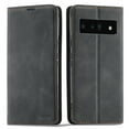 thumbnail image 1 of Google Pixel 6 Wallet Case Google Pixel 6 Luxury PU Leather Case, Book Folding Flip Retro Case with Kickstand, [RFID Blocking] Credit Card Slot Magnetic Closure Protective Cover, Black, 1 of 8