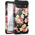 thumbnail image 1 of Google Pixel 6A Case 6.1" 2022,Glitter Sparkle Floral Pattern 3 in 1 Duty Rugged Dual-Bumper,Hard PC & Soft Silicone,360 Full-Body Protective Phone Cover for Women Girls,Peony, 1 of 16