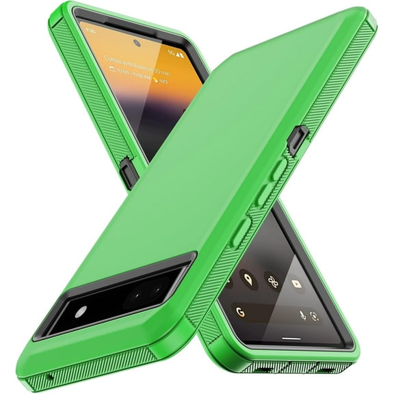 for Google Pixel 6A Case, with Built in Screen Protector Heavy Duty Drop Protection, Full Body Rugged Shockproof Dustproof Tough Protective Phone Cover for Google Pixel 6A Green