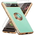 thumbnail image 1 of for Google Pixel 6A Case, Built-in 360 Rotation Ring Holder with Screen Protector & Camera Lens Protector, Luxury Shiny Electroplated Edged Shockproof Protective Phone Cover (Mint/Golden), 1 of 13