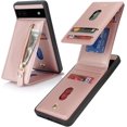 thumbnail image 1 of for Google Pixel 6A Case with Card Holder for Women, for Google Pixel 6A Phone Case Wallet with Credit Card with Ring Kickstand Zipper Shockproof Slim Stand Case- Rose Gold, 1 of 13