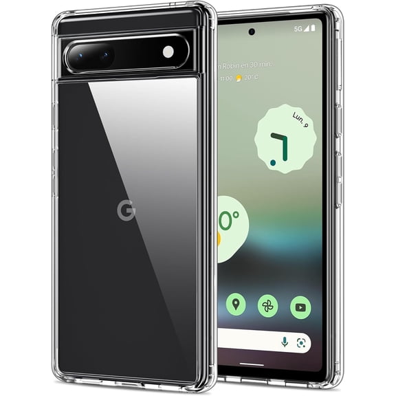 for Google Pixel 6A Case Clear [Anti-Yellowing] Anti-Scratch Transparent Hard Back and Soft Edge [Military Grade Drop Protection] Shockproof Phone Cover - Crystal Clear