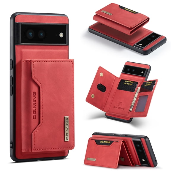 for Google Pixel 6A Case ,Magnetic Buckle Leather Detachable Wallet Cover, Removable Card Pocket Back Flip Kickstand Shockproof Business Slim Phone Case For Google Pixel 6A,
Red