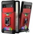 thumbnail image 1 of for Google Pixel 6A Sliding Window Case with Card Holders, Cover with Slide Camera Protection Built-in Magnetic Kickstand Case for Google Pixel 6A TC Red, 1 of 7