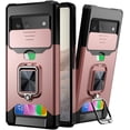 thumbnail image 1 of for Google Pixel 6A Sliding Window Case with Card Holders, Cover with Slide Camera Protection Built-in Magnetic Kickstand Case for Google Pixel 6A TC Rose Gold, 1 of 7