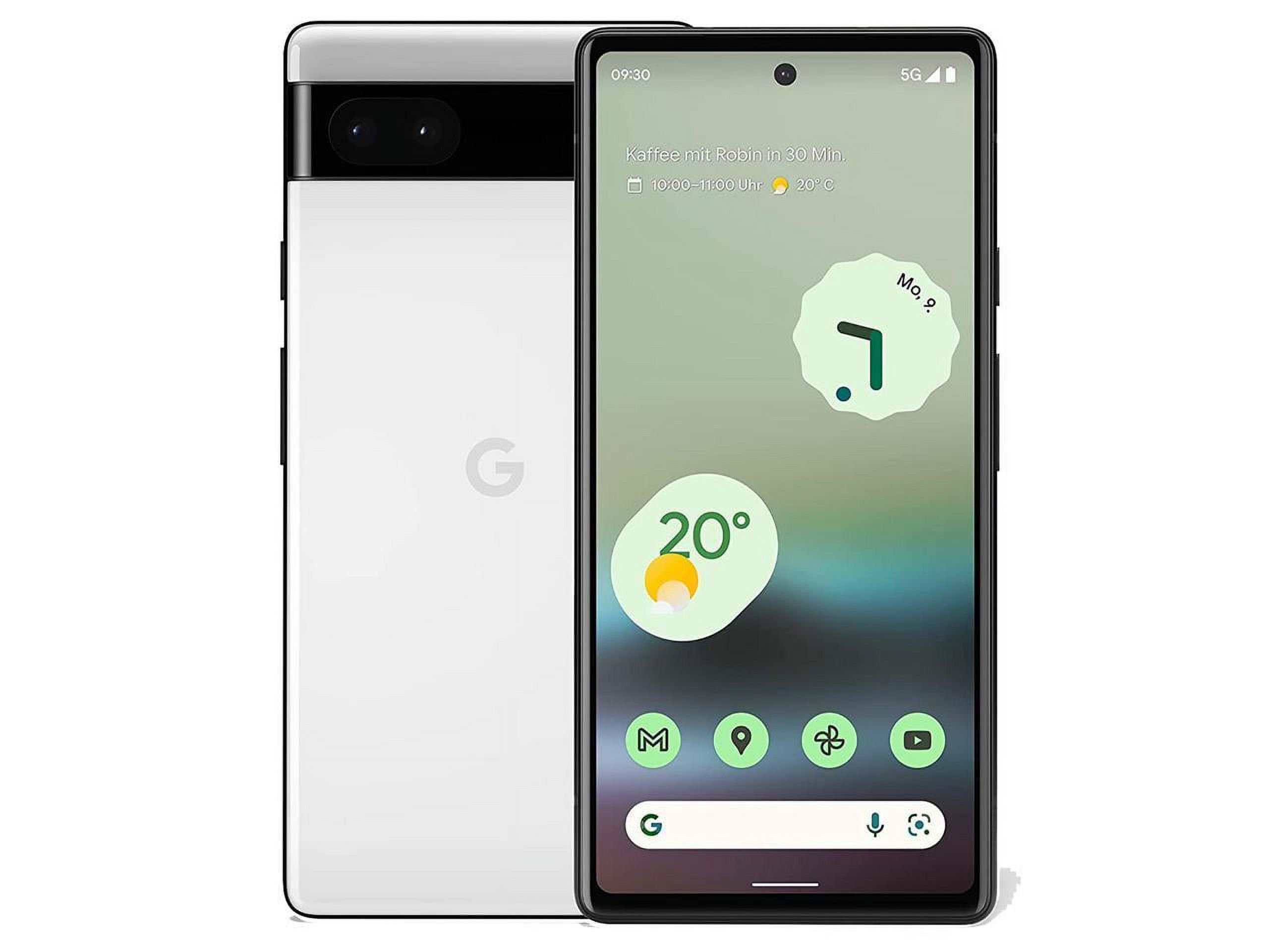Google Pixel 6a 128 GB Smartphone, 6.1" OLED Full HD Plus 1080 x 2400, Octa-core (Cortex X1Dual-core (2 Core) 2.80 GHz + Cortex A76 Dual-core (2 Core) 2.25 GHz + Cortex A55 Quad-core (4 Core) 1.80 GHz), 6 GB RAM, Android 12, 5G, Chalk - image 1 of 2