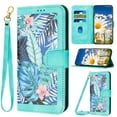 thumbnail image 1 of for Google Pixel 6a Case, Magnetic Closure RFID Blocking Card Slots Kickstand Shockproof Flip Wallet Handbag Flowers Case Cover with Wrist Strap Shoulder Strap for Women & Girls, Green, 1 of 8