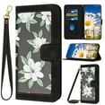 thumbnail image 1 of for Google Pixel 6a Case, Magnetic Closure RFID Blocking Card Slots Kickstand Shockproof Flip Wallet Handbag Flowers Case Cover with Wrist Strap Shoulder Strap for Women & Girls, Black, 1 of 8