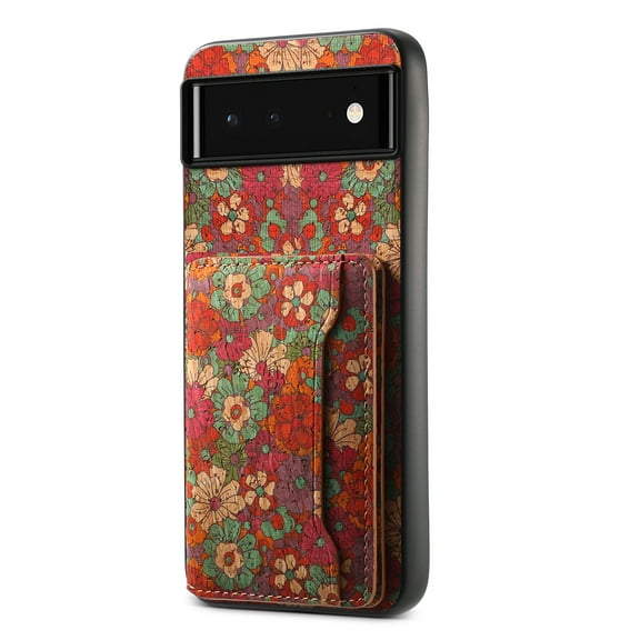 for Google Pixel 6a Luxury Premium PU Leather + TPU Case with 3 Card Slots, Kickstand Back Case Floral Pattern Skin-Friendly Shock-resistance Cover for Google Pixel 6a, Summer