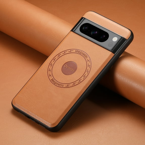 for Google Pixel 6a Magnetic Case, PU Leather Case [Compatible with MagSafe] [Military Grade Drop Tested] Ultra Slim Shockproof Non-Slip Anti-Fingerprint Rigged Phone Case,Khaki