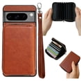 thumbnail image 1 of for Google Pixel 6a Phone Case [Magnetic 2-in-1 Detachable Zipper Wallet] [Back Card Slots Accordion Wallet Case] Shockproof PU Leather Cover with Wrist Strap for Google Pixel 6a, Brown, 1 of 10
