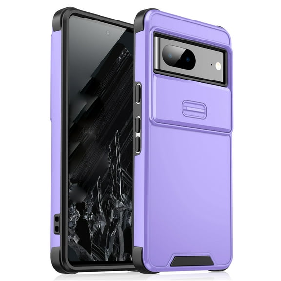 for Google Pixel 6a Phone Case: Shockproof Protective Rugged Phone Cover with Camera Lens Slide | Drop Proof Military-Grade Protection TPU Hybrid Bumper Cases for Google Pixel 6a,Purple