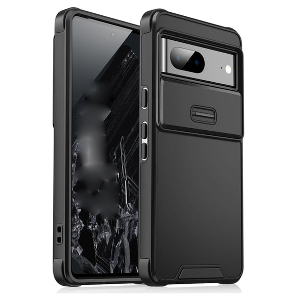 for Google Pixel 6a Phone Case: Shockproof Protective Rugged Phone Cover with Camera Lens Slide | Drop Proof Military-Grade Protection TPU Hybrid Bumper Cases for Google Pixel 6a,Black