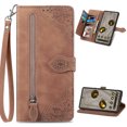 thumbnail image 1 of for Google Pixel 6a Wallet Case, [Flower Embossed] Premium PU Leather Wallet Flip Protective Phone Case Cover with Card Slots and Stand with Wrist Strap for Google Pixel 6a,Brown, 1 of 7