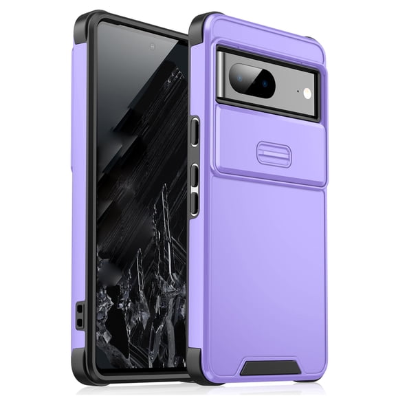 for Google Pixel 7 2-in-1 Phone Case, with Sliding Camera Lens Cover Military Grade Non-Slip Anti-fall Shockproof Heavy Duty Non-slip Protective Phone Case Cover for Google Pixel 7,Purple