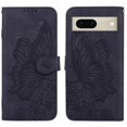 thumbnail image 1 of For Google Pixel 7 5G 6.3" Large Butterfly Pattern Embossed Strong Magnetic Attachment/Closure, Card Slots/Pocket, PU Leather Flip Wallet Case ﻿,Black,For Pixel 7 5G, 1 of 6