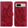 thumbnail image 1 of For Google Pixel 7 5G 6.3" Large Butterfly Pattern Embossed Strong Magnetic Attachment/Closure, Card Slots/Pocket, PU Leather Flip Wallet Case ﻿,Red,For Pixel 7 5G, 1 of 6