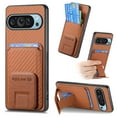 thumbnail image 1 of for Google Pixel 7 Back Case, Luxury Ultra Slim Carbon Fiber Card Slot with Kickstand Shockproof Protective, Support Car Magnetic Mount Case Cover for Google Pixel 7, Brown, 1 of 8