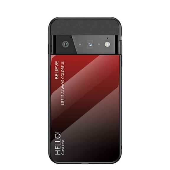 for Google Pixel 7 Case [Military Grade Shockproof] Stylish Tempered Glass Back Luxury Slim Protective Two Layers Hard PC+Soft Silicone Rugged Women Men Anti-Scratch Cover,Red