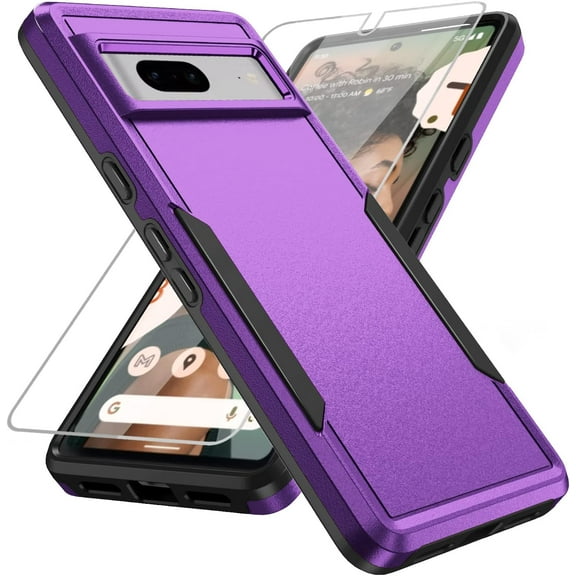 Google Pixel 7 Case, Pixel 7 Phone Case with Screen Protector,[Military Grade Drop Tested] Heavy-Duty Tough Rugged Shockproof Protective Case  Google Pixel 7 6.3 inch, Purple