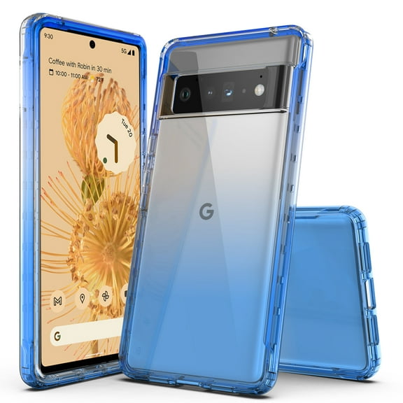 Google Pixel 7 Case, Rosebono Hybrid Gradient Transparent Soft TPU Clear Skin Cover Case For Google Pixel 7 (Blue)