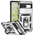 thumbnail image 1 of for Google Pixel 7 Case, Soft TPU & Hard PC Anti-scratch Sliding Cover Full Protection Ring Stand Rotating Kickstand Holder Magnetic Shockproof Phone Case Cover for Google Pixel 7 2022, Silver, 1 of 9