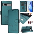 thumbnail image 1 of for Google Pixel 7 Case Wallet with RFID Blocking Card Holder, Shoulder Strap & Wrist Strap, Smile Pattern PU Leather Magnetic Clasp Flip Purse Case for Google Pixel 7, Darkgreen, 1 of 14