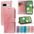 thumbnail image 1 of For Google Pixel 7 Case Wallet, Stylish Flower Butterfly Embossed PU Leather Flip Cover Stand Shockproof Cards Slots Hand Wrist Phone Case for Google Pixel 7, Pink, 1 of 11