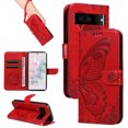 thumbnail image 1 of for Google Pixel 7 Case Wallet for Women, Flip Folio Cover with Butterfly Pattern PU Leather Stand Card Holder Slots Wrist Strap Protective Phone Case for Google Pixel 7, Red, 1 of 8