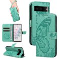 thumbnail image 1 of for Google Pixel 7 Case Wallet for Women, Flip Folio Cover with Butterfly Pattern PU Leather Stand Card Holder Slots Wrist Strap Protective Phone Case for Google Pixel 7, Green, 1 of 8
