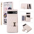 thumbnail image 1 of for Google Pixel 7 Detachable Shoulder Strap Wallet Case, with Card Slots & 360-degree Rotation Stand Ring Flip Premium PU Leather Protective Cover Lanyard for Women Girls, Beige, 1 of 9