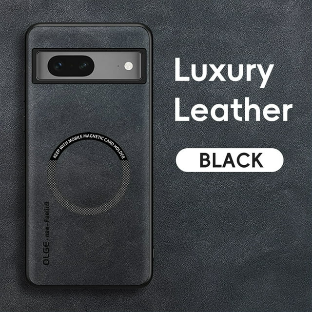 for Google Pixel 7 PU Leather Case, Vintage Compatible with MagSafe and Wireless Charging Slim Fit-Drop Scratch Resistant Support Magnetic Car Mount Case Cover for Google Pixel 7, Black