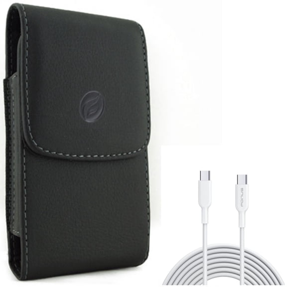 For Google Pixel 7 Pro/6/Pro - 6ft Long Type-C Cable w Case Belt Clip, PD Fast Charger Cord Power Wire, Leather Holster Cover for Google Pixel 7 Pro/6/Pro Phones