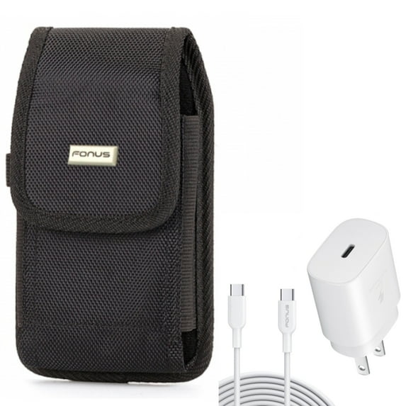 For Google Pixel 7/Pro/6a/6/Pro - 25W Fast Home Charger w Case Belt Clip, PD Type-C 6ft USB-C Cable Quick, Swivel Holster Rugged for Google Pixel 7/Pro/6a/6/Pro Phones