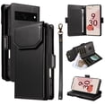 thumbnail image 1 of for Google Pixel 7 Pro Case with 11 Card Slots & 2 Cash Pockets for Woman Man,PU Leather Flip Kickstand Folio [RFID Blocking] Wallet Case, Wrist Strap Magnetic Clasp Protective Cover,Black, 1 of 11