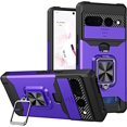 thumbnail image 1 of for Google Pixel 7 Pro Case with Camera Cover, Slide Lens Protection Phone Case with Card Holders Built-in Magnetic Kickstand Cover for Google Pixel 7 Pro TC Purple, 1 of 7