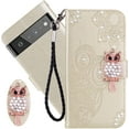 thumbnail image 1 of for Google Pixel 7 Pro Case with Credit Card Holder, Glitter Bling Diamond PU Leather Wallet Phone Case Flip Folio Book Cover for Google Pixel 7 Pro Owl Gold, 1 of 16