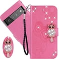 thumbnail image 1 of for Google Pixel 7 Pro Case with Credit Card Holder, Glitter Bling Diamond PU Leather Wallet Phone Case Flip Folio Book Cover for Google Pixel 7 Pro Owl Pink, 1 of 16