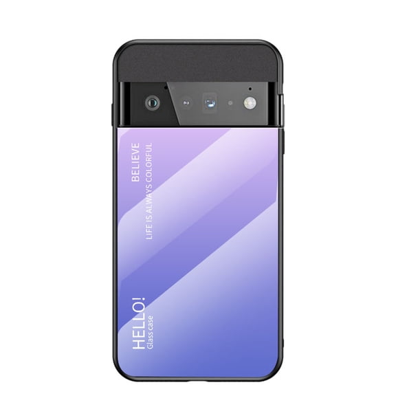 for Google Pixel 7 Pro Case [Military Grade Shockproof] Stylish Tempered Glass Back Luxury Slim Protective Two Layers Hard PC+Soft Silicone Rugged Women Men Anti-Scratch Cover,Lightpurple