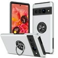 thumbnail image 1 of for Google Pixel 7 Pro Case with Ring Stand, 360° Rotatable Ring Holder Magnetic Kickstand, 2-Layer Heavy Duty Shockproof Rugged Hybrid Hard PC Soft Rubber Case for Google Pixel 7 Pro, Silver, 1 of 7