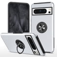thumbnail image 1 of for Google Pixel 7 Pro Case with Ring Stand, 360° Rotatable Ring Holder Magnetic Kickstand, 2-Layer Heavy Duty Shockproof Rugged Hybrid Hard PC Soft Rubber Case for Google Pixel 7 Pro, Silver, 1 of 7